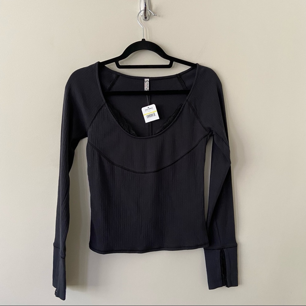 NWT-Free People Lace Layering Long Sleeve Top - Picture 2 of 11